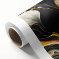 Fluid Abstract Wall Art – Black & Gold Elegant Acrylic Canvas