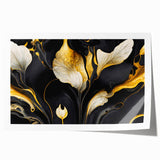 Fluid Abstract Wall Art – Black & Gold Elegant Acrylic Canvas