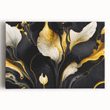 Fluid Abstract Wall Art – Black & Gold Elegant Acrylic Canvas