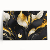 Fluid Abstract Wall Art – Black & Gold Elegant Acrylic Canvas