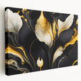 Fluid Abstract Wall Art – Black & Gold Elegant Acrylic Canvas
