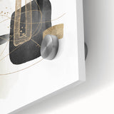 Modern Minimalist Wall Art – Black, White & Gold Geometric Canvas Print