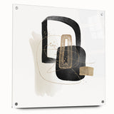 Modern Minimalist Wall Art – Black, White & Gold Geometric Canvas Print