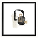 Modern Minimalist Wall Art – Black, White & Gold Geometric Canvas Print