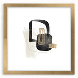 Modern Minimalist Wall Art – Black, White & Gold Geometric Canvas Print