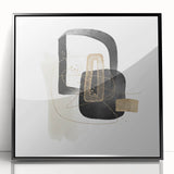 Modern Minimalist Wall Art – Black, White & Gold Geometric Canvas Print