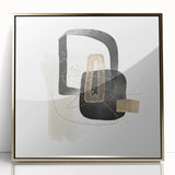 Modern Minimalist Wall Art – Black, White & Gold Geometric Canvas Print