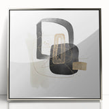 Modern Minimalist Wall Art – Black, White & Gold Geometric Canvas Print