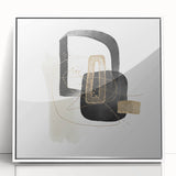 Modern Minimalist Wall Art – Black, White & Gold Geometric Canvas Print