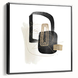 Modern Minimalist Wall Art – Black, White & Gold Geometric Canvas Print