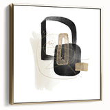 Modern Minimalist Wall Art – Black, White & Gold Geometric Canvas Print