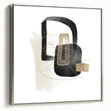 Modern Minimalist Wall Art – Black, White & Gold Geometric Canvas Print