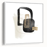Modern Minimalist Wall Art – Black, White & Gold Geometric Canvas Print