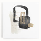 Modern Minimalist Wall Art – Black, White & Gold Geometric Canvas Print