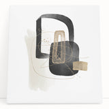 Modern Minimalist Wall Art – Black, White & Gold Geometric Canvas Print