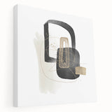 Modern Minimalist Wall Art – Black, White & Gold Geometric Canvas Print