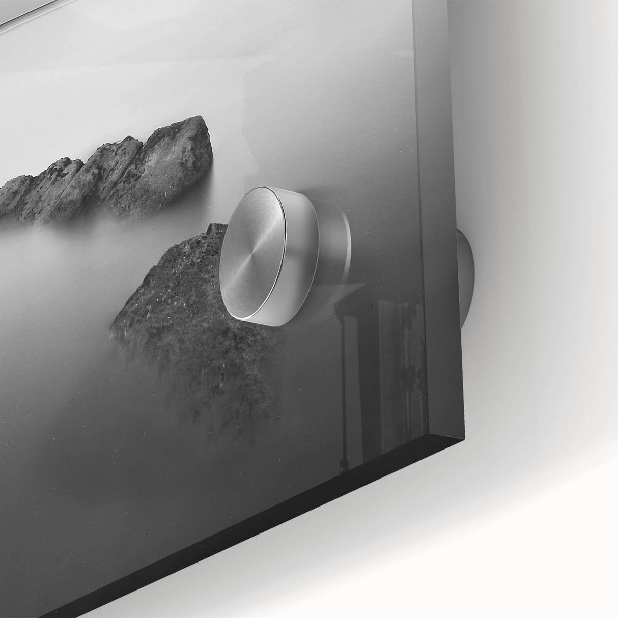 Black and White Minimalist Landscapes – Serene Ocean Rock Wall Print