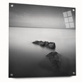Black and White Minimalist Landscapes – Serene Ocean Rock Wall Print
