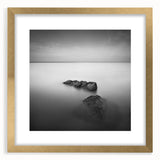 Black and White Minimalist Landscapes – Serene Ocean Rock Wall Print