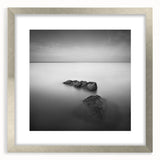Black and White Minimalist Landscapes – Serene Ocean Rock Wall Print