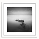 Black and White Minimalist Landscapes – Serene Ocean Rock Wall Print