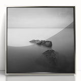 Black and White Minimalist Landscapes – Serene Ocean Rock Wall Print