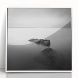 Black and White Minimalist Landscapes – Serene Ocean Rock Wall Print