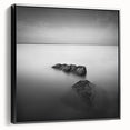 Black and White Minimalist Landscapes – Serene Ocean Rock Wall Print