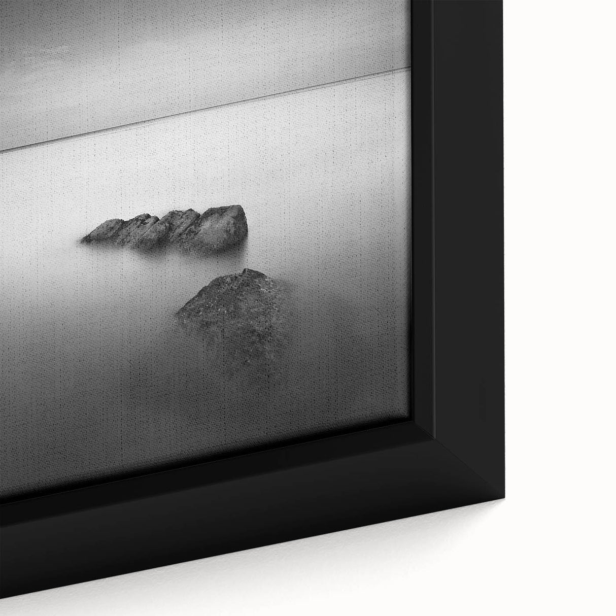 Black and White Minimalist Landscapes – Serene Ocean Rock Wall Print
