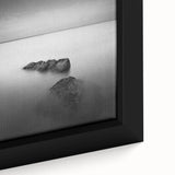 Black and White Minimalist Landscapes – Serene Ocean Rock Wall Print