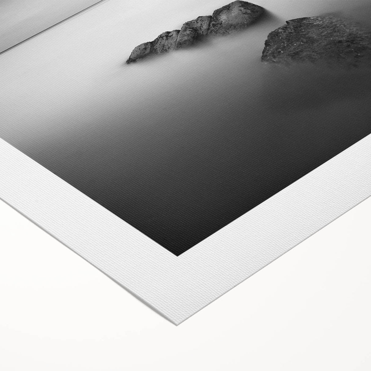 Black and White Minimalist Landscapes – Serene Ocean Rock Wall Print