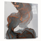 Fluid Moody Modern Wall Art – Abstract Gray & Copper Canvas