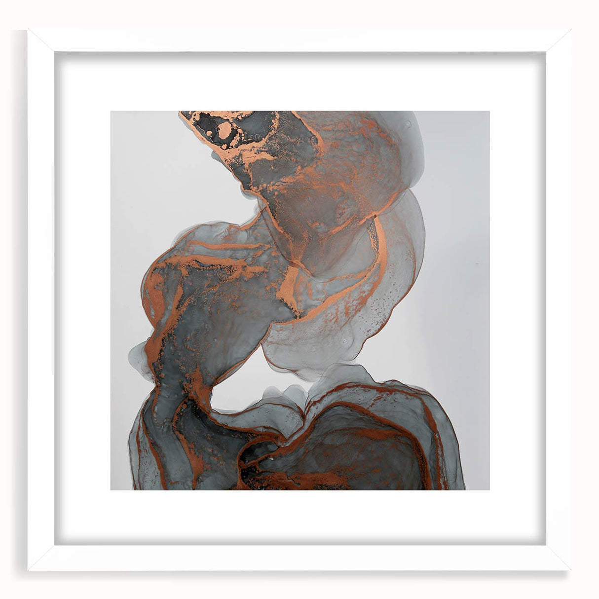 Fluid Moody Modern Wall Art – Abstract Gray & Copper Canvas