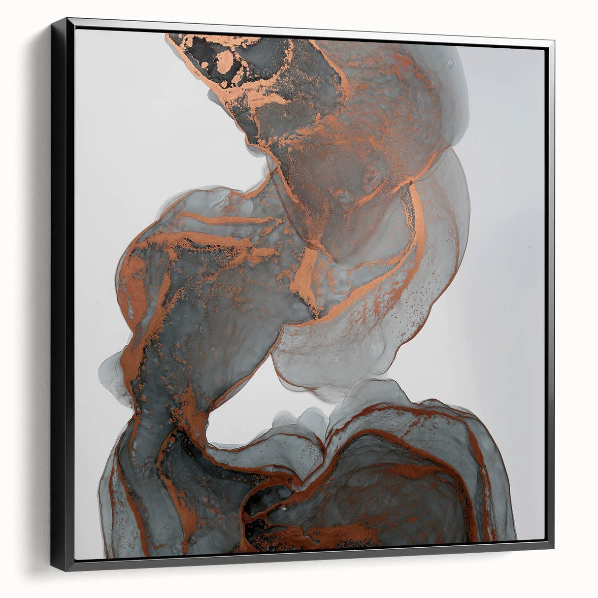 Fluid Moody Modern Wall Art – Abstract Gray & Copper Canvas