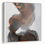 Fluid Moody Modern Wall Art – Abstract Gray & Copper Canvas