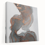 Fluid Moody Modern Wall Art – Abstract Gray & Copper Canvas