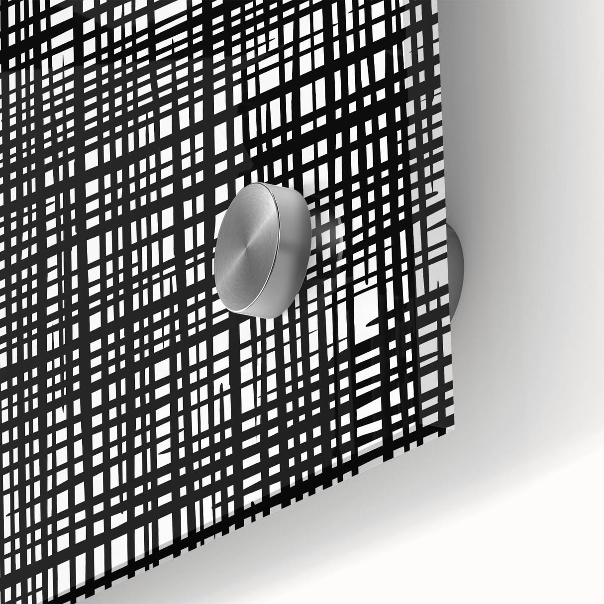 Geometric Abstract Canvas Artworks - Black Grid on White Texture
