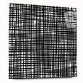 Geometric Abstract Canvas Artworks - Black Grid on White Texture