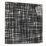 Geometric Abstract Canvas Artworks - Black Grid on White Texture