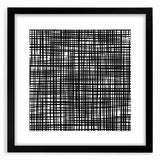 Geometric Abstract Canvas Artworks - Black Grid on White Texture