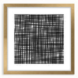 Geometric Abstract Canvas Artworks - Black Grid on White Texture
