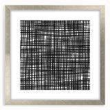 Geometric Abstract Canvas Artworks - Black Grid on White Texture