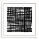 Geometric Abstract Canvas Artworks - Black Grid on White Texture