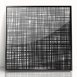 Geometric Abstract Canvas Artworks - Black Grid on White Texture