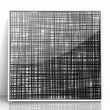 Geometric Abstract Canvas Artworks - Black Grid on White Texture