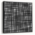 Geometric Abstract Canvas Artworks - Black Grid on White Texture