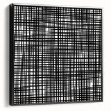 Geometric Abstract Canvas Artworks - Black Grid on White Texture