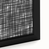 Geometric Abstract Canvas Artworks - Black Grid on White Texture