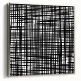 Geometric Abstract Canvas Artworks - Black Grid on White Texture