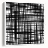 Geometric Abstract Canvas Artworks - Black Grid on White Texture